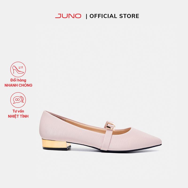 JUNO Giày Búp Bê Nữ Cao Gót Trang Trí Khoá - BB03102