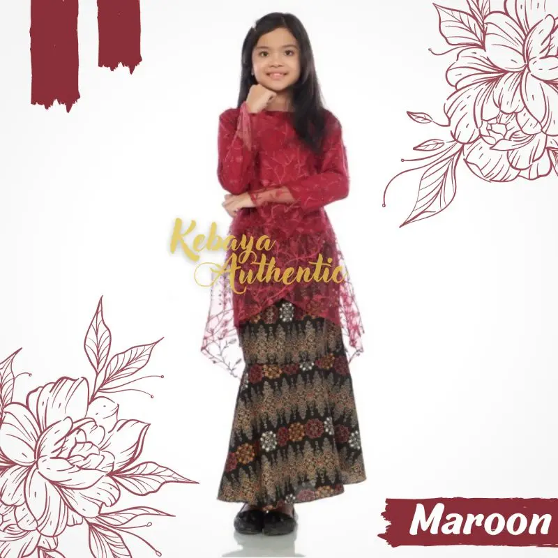 Setelan Baju Kebaya Anak Perempuan Modern Tunik Rok Duyung TK SD SMP Usia 4  Sampai 14 Tahun Set Fashion