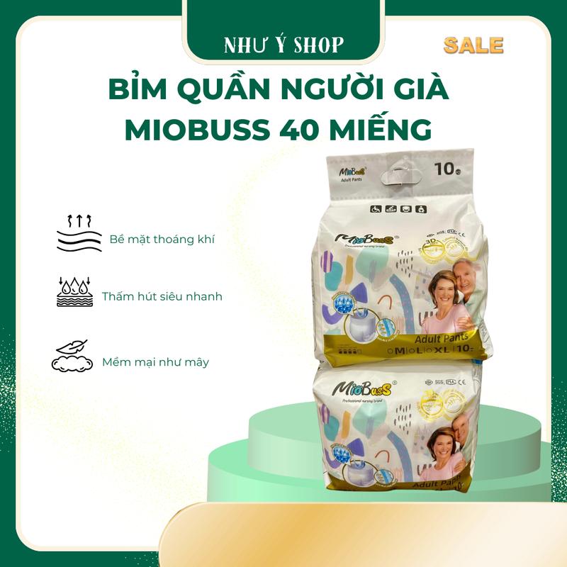 Combo 4 bịch (mỗi bịch 10 miếng) bỉm quần người già Miobuss đủ size M/L/XL Cho Bé