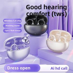 Wireless TWS Bluetooth Earphones with 5.4 Chip, Shocking Sound, Type-C Flash Charging, Comfortable Clip-on Design, and AI HD Call