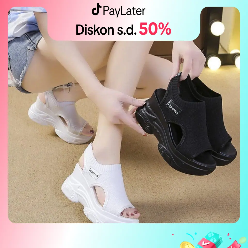 Sandal Wedges Wanita Fashion Korea Style Model Kekinian dan Antislip WG8008