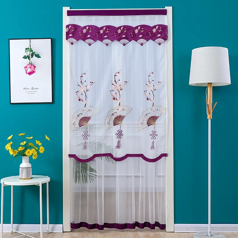 Rèm Lưới, Hai Lớp, 80 * 190 / 100 * 210cm, Thích Hợp Cho Phòng Khách Và Phòng Ngủ, Rèm Chống Muỗi, Rèm Không Cần Đục Lỗ, Rèm Ren, Rèm Cửa Ren, Thiết Kế Hình Quạt Mận, Thích Hợp Cho Phòng Ngủ Và Phòng Tắm, Rèm Thêu Mới 6