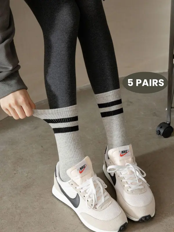 Unisex's Stripe Pattern Mid-Calf Socks, Vintage Trendy Casual Comfortable Breathable Socks for Daily Wear, Soft Socks for Men & Women 6