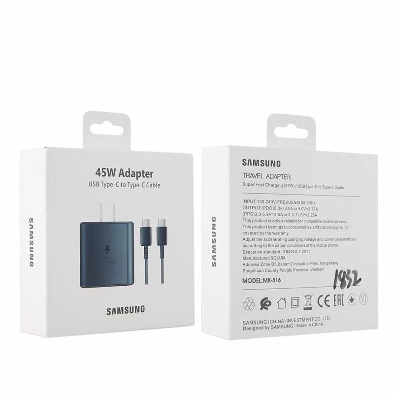 Product Introduction of for sαmsung 45W 25W Super Fast Charging USB-C Wall Charger PD 3.0 Type C Fast Charger US Plug Power Adapter For sαmsung Galaxy S23 S22 S21 S20 Ultra Note 20 Note 10 A73 A54 A53 A34 A33 A32 A24 A13 A14 5G With 3A Type C Cable 10