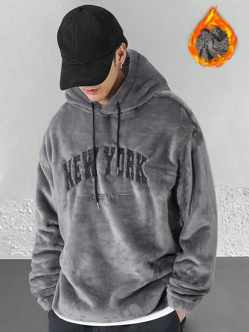 Product Introduction of Men's Solid Color 3D Bear Ear Design Hoodie, Casual Comfy Regular Fit Drop Shoulder Long Sleeve Hooded Sweatshirt for Daily Wear, Men's Clothes for Fall & Winter 5