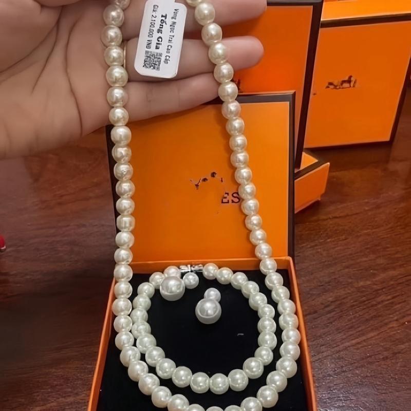 Bộ vòng ngọc trai nhân tạo cao cấp hộp xinh