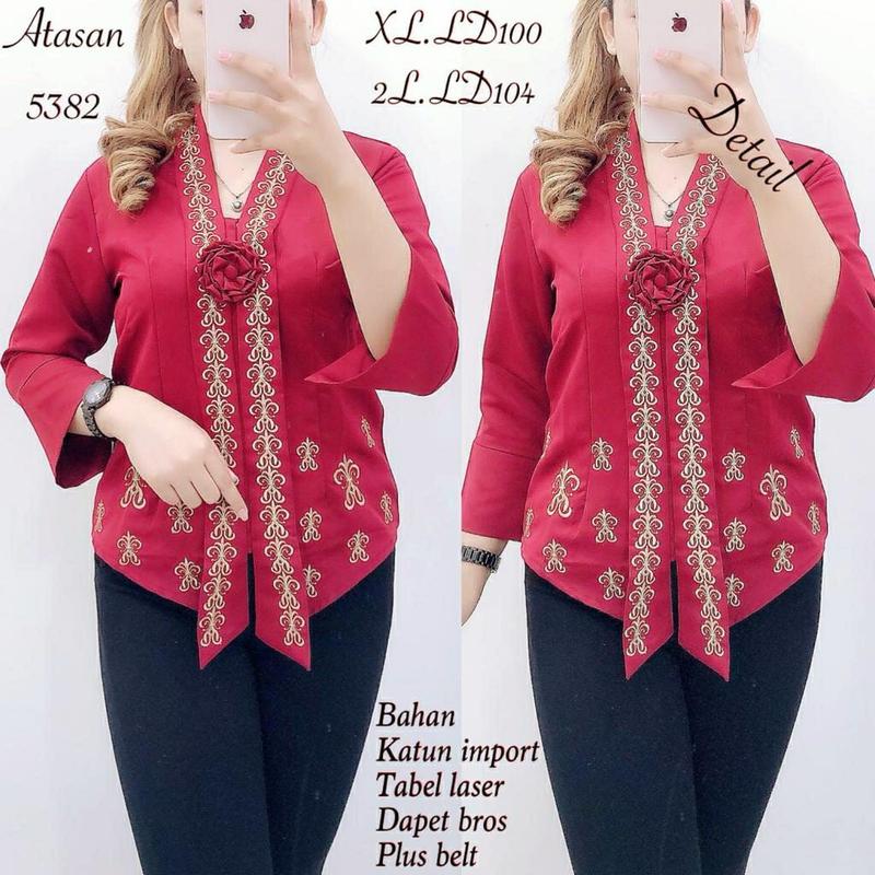 Product Introduction of Terbaru Atasan Kebaya Bordir Modern Merah Maroon Hitam  Cerah / Kebaya  Mewah / Kebaya wisuda 0