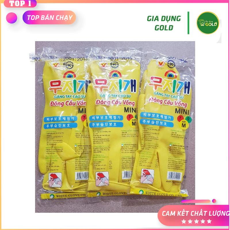 Găng tay cao su Đông Cầu Vồng dài 26cm size M - S, găng tay rửa chén, rửa bát