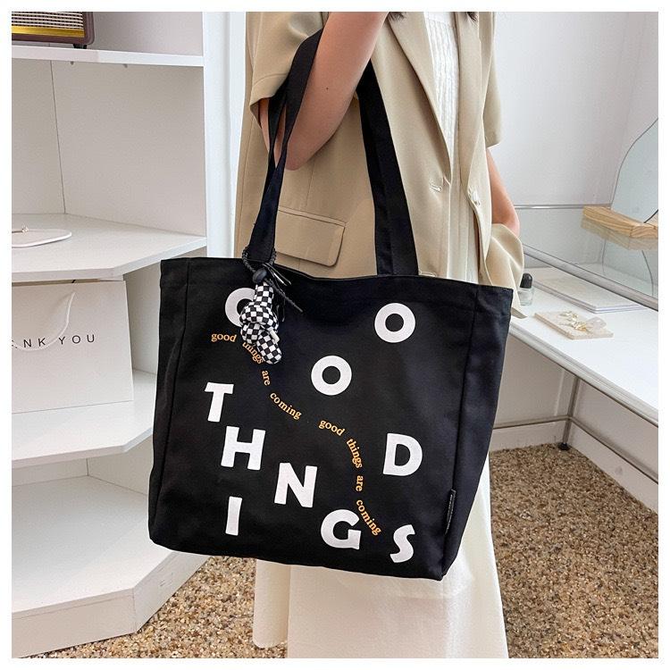 Túi tote nữ vải canvas đi học Optusbag có khóa miệng vừa khổ a4 túi xách vải đi làm đi chơi đựng laptop sách vở A4