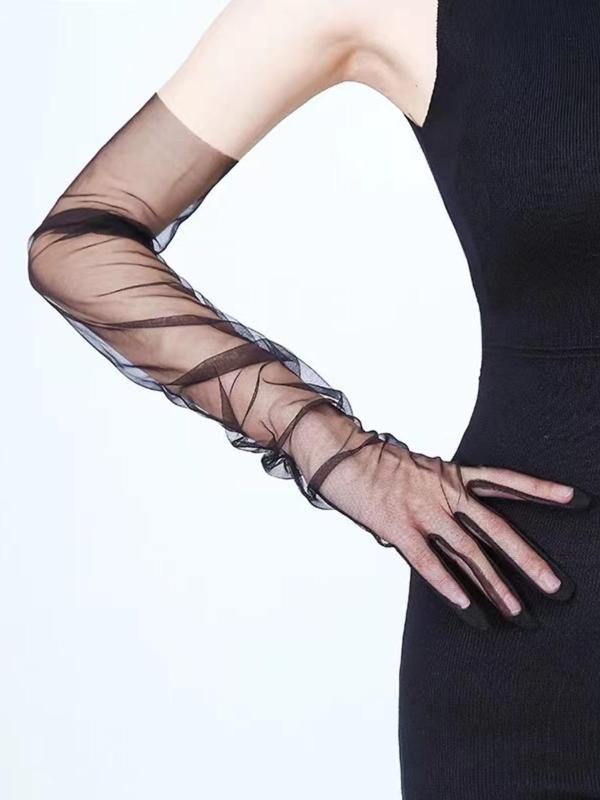 Women's 1 Pair Solid Mesh Gloves, Elegant Gloves For Wedding Party Evening Formal Occasion, Transparent Clothes Accessories For Banquet 3