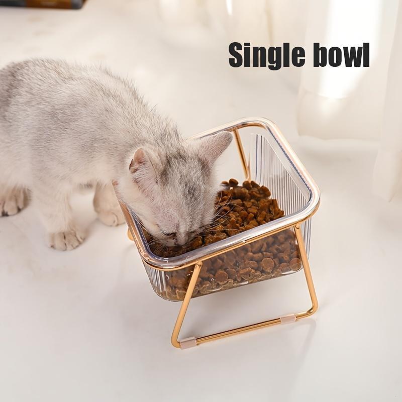 Transparent Three-dimensional Design Double  Bowls For Easy Feeding And Hydration - Ideal Pet Supplies camera collar pet slow feeder raised bowl cat water fountain dog walking hands free 8