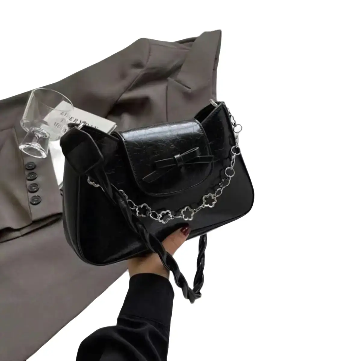 Túi Xách Nữ Đeo Chéo Túi Đeo Vai Quai Sam Phối Nơ Phong Cách Hàn Quốc Bag Da