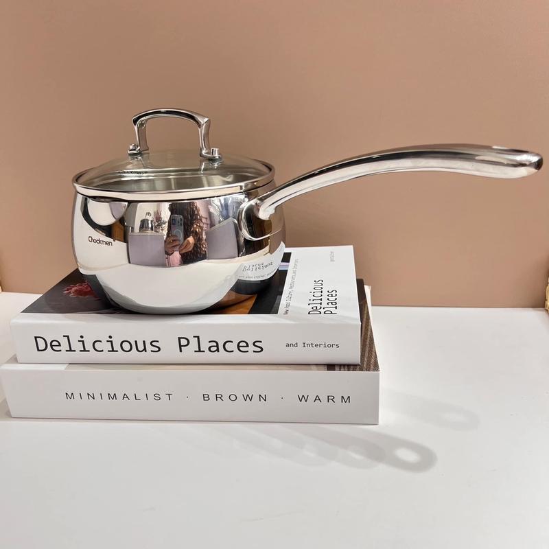 Quánh inox chockmen sz 14cm kèm vung kính siêu dày dặn chống dính tự nhiên đúc nguyên khối