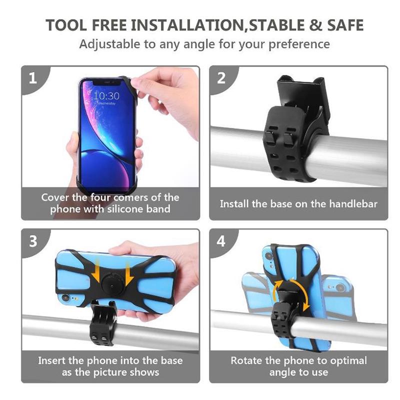 Product Introduction of 24-hour shipping+spot inventory+COD Bike Phone Holder Stand Universal 360 Degree Rotation Cycling Bicycle Elastic Silicone Handlebar Mount Adjustable For Cellphone 29