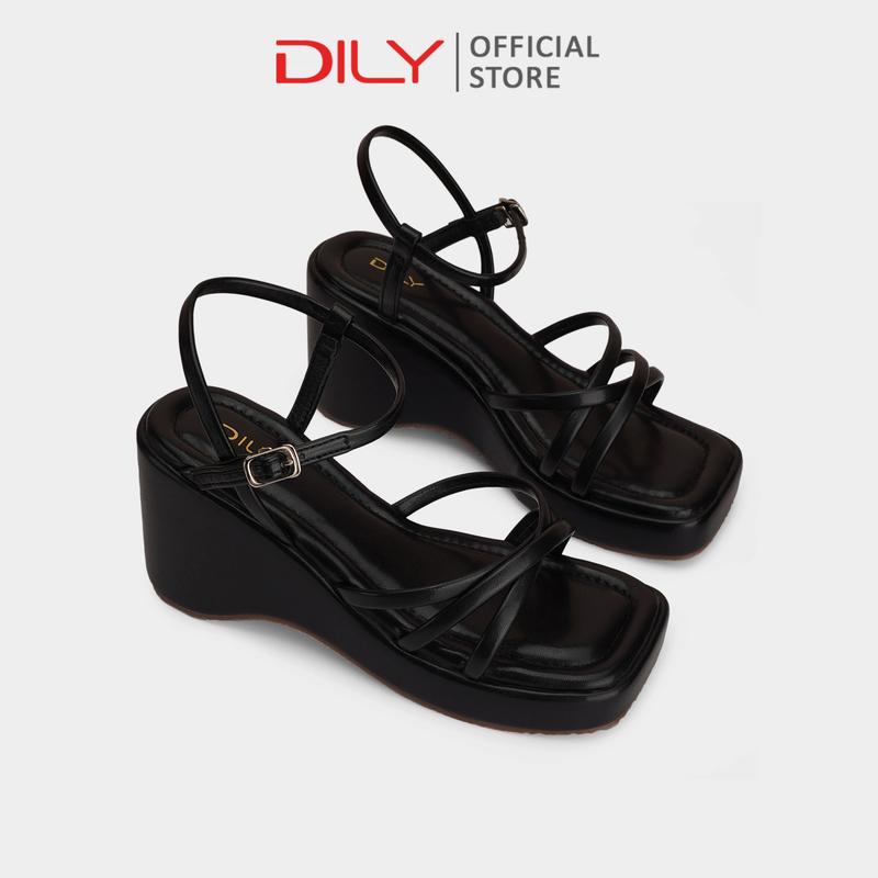 Giày sandal đế xuồng DILY quai mảnh đan chéo tinh tế, sandal đế xuồng mũi vuông thời trang êm chân AA0494