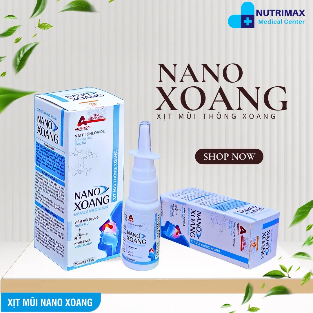 Xịt Mũi Thông Xoang Nano Xoang - Dùng cho NGƯỜI BỊ VIÊM XOANG, VIÊM MŨI DỊ ỨNG, HẮT HƠI, SỐ MŨI, ĐAU NHỨC DO XOANG GÂY RA - Chai xịt 20ml