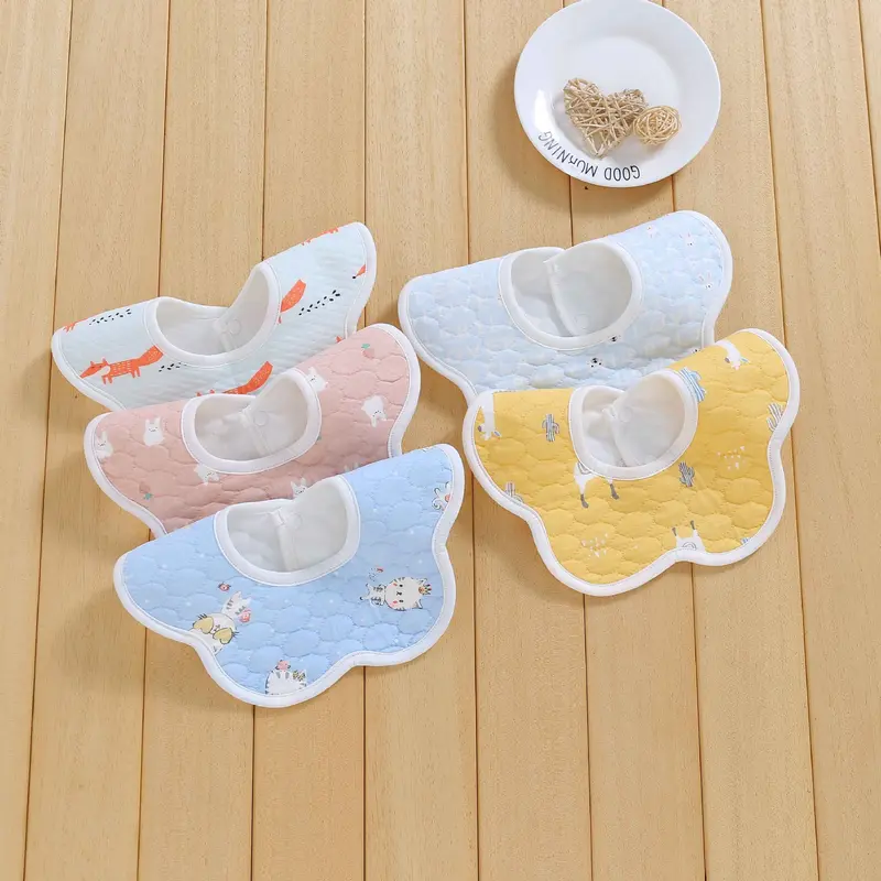 Yếm tròn xoay 360 độ bông hoa chống thấm cho bé ăn dặm 4