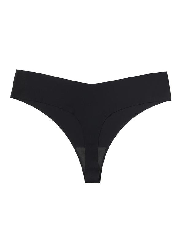 Women's 5pcs Solid Drop Waist Thong, Casual Comfortable Breathable Panty for Daily Wear, Ladies Underwear for All Seasons 1