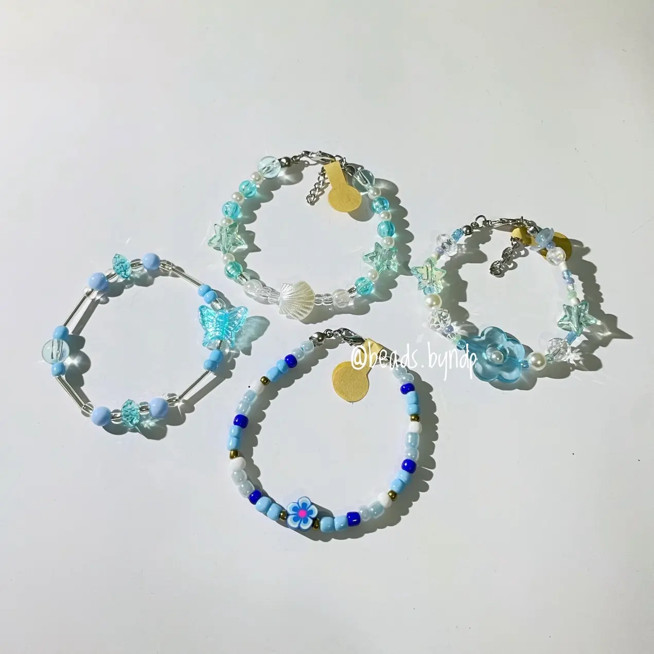 Gelang Manik Aesthetic Korea  | Blue Biru Beads Charm Bracelet | Souvenir Pernikahan Perempuan Ulang tahun Perempuan