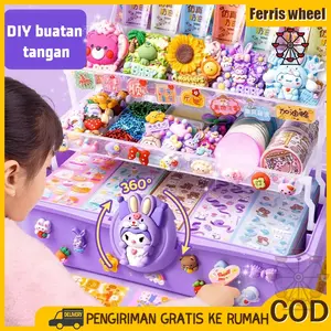 Ferris Wheel Kuka DIY Handmade cream glue stick paper Set kartu Pasir mengalir dekorasi kartu dengan stiker children hand tent gift box