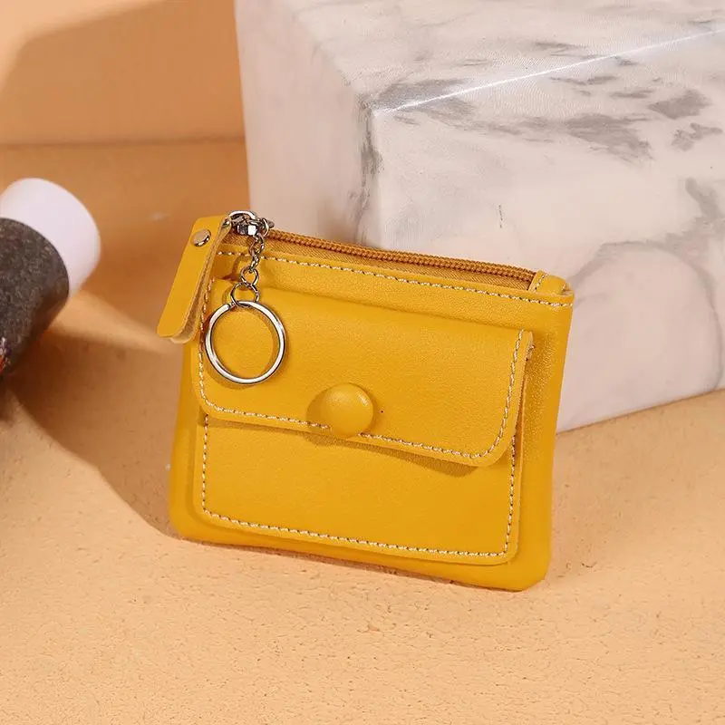 New Korean Women'S Wallet With Zipper Coin Purse Short Card Holder Key Bag