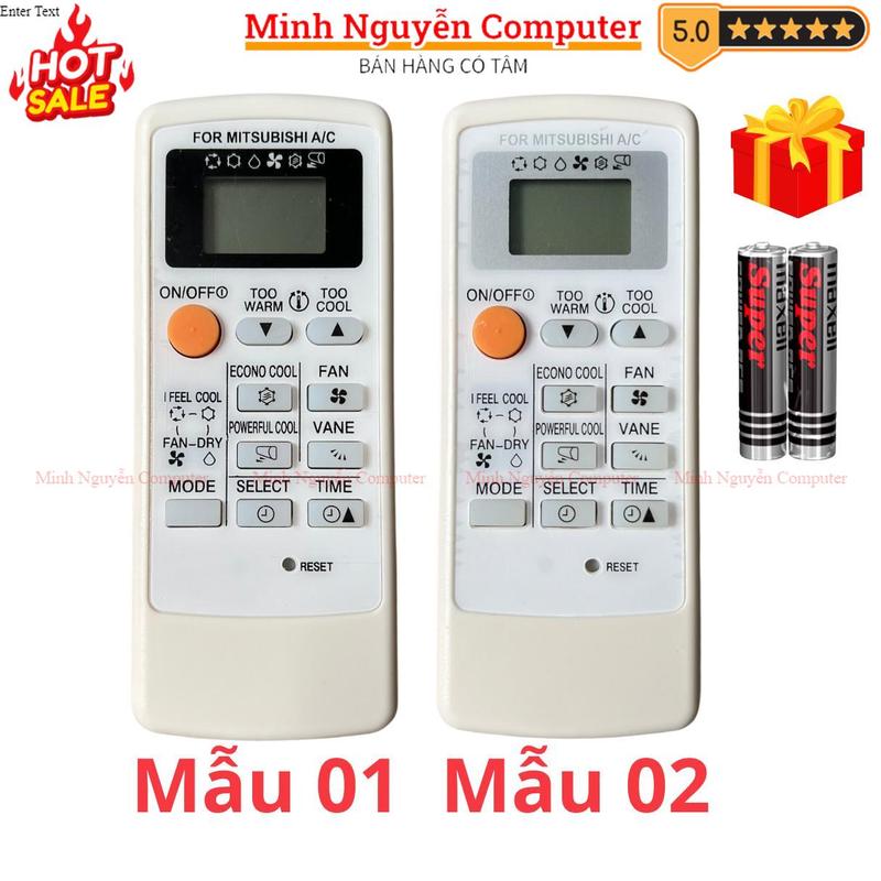 Điều khiển điều hòa Mitsubishi Mã 01 Inverter MP04A, remote máy lạnh Mitsubishi - Tặng kèm pin - Minh Nguyễn Computer