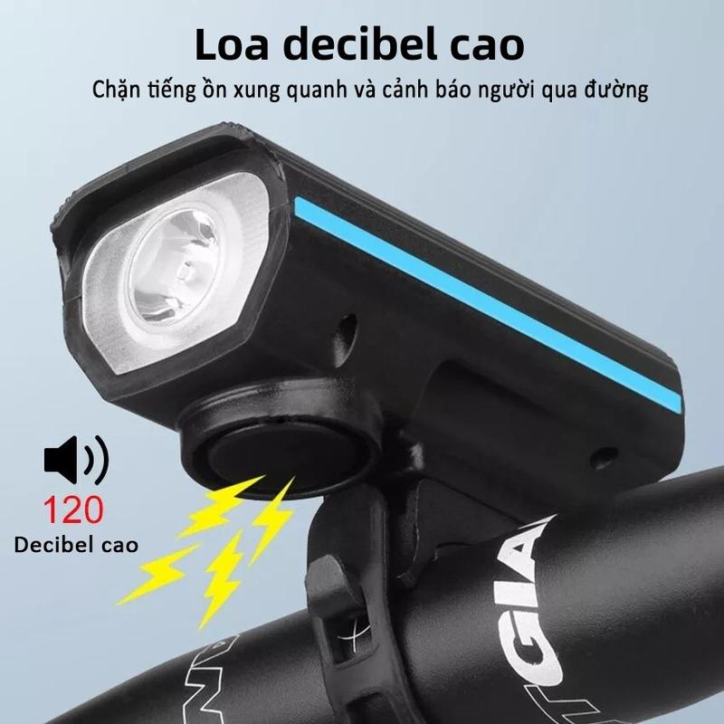 Đèn xe đạp thể thao siêu sáng có còi pin sạc usb led T6 chống nước loại cao cấp nhất Gắn Xe Đạp Đạp Xe Đạp Sports Cao Su