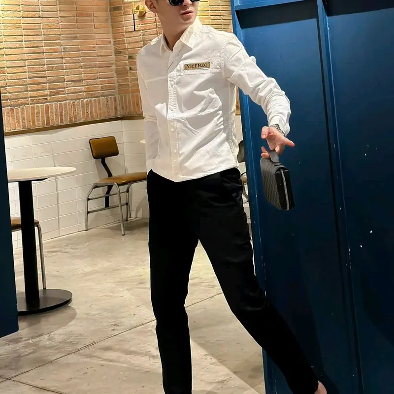 Áo Sơ Mi Nam Ngắn Tay Vải Kaki Vicenzo Shirt 3372 Kem - Nhung, Trắng Menswear 5