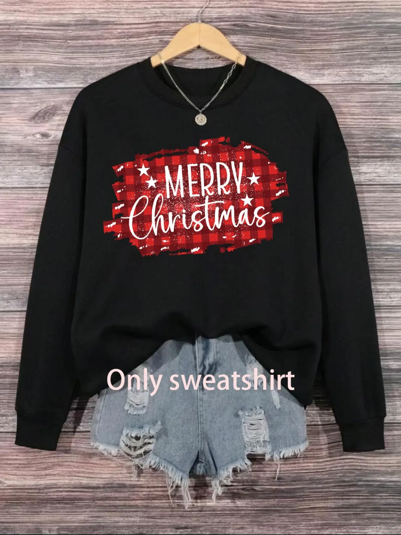 【Plus Size】 Merry Christmas Print Round Neck Sweatshirt, 1 Count Casual Long Sleeve Pullover for Women, Women's Clothing for Fall & Winter