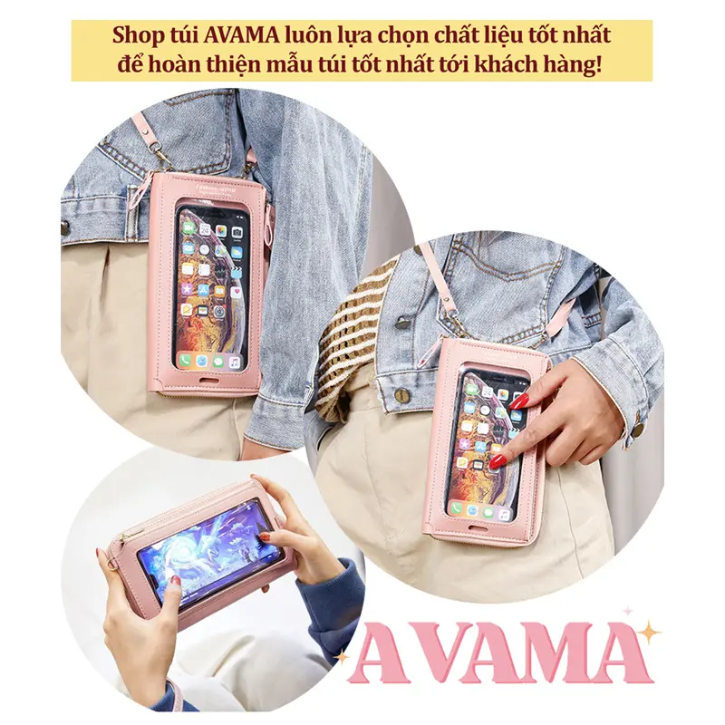 [ AVAMA T8 ] TÚI VÍ CẢM ỨNG MẶT TRƯỚC TIỆN LỢI, Túi ví cầm tay, Túi ví đeo chéo, Túi xách nhiều ngăn đằng sau để đồ cá nhân, túi ví cầm tay đeo chéo chống thấm nước sử dụng khi trời mưa gió dành cho tất cả lứa tuổi 8