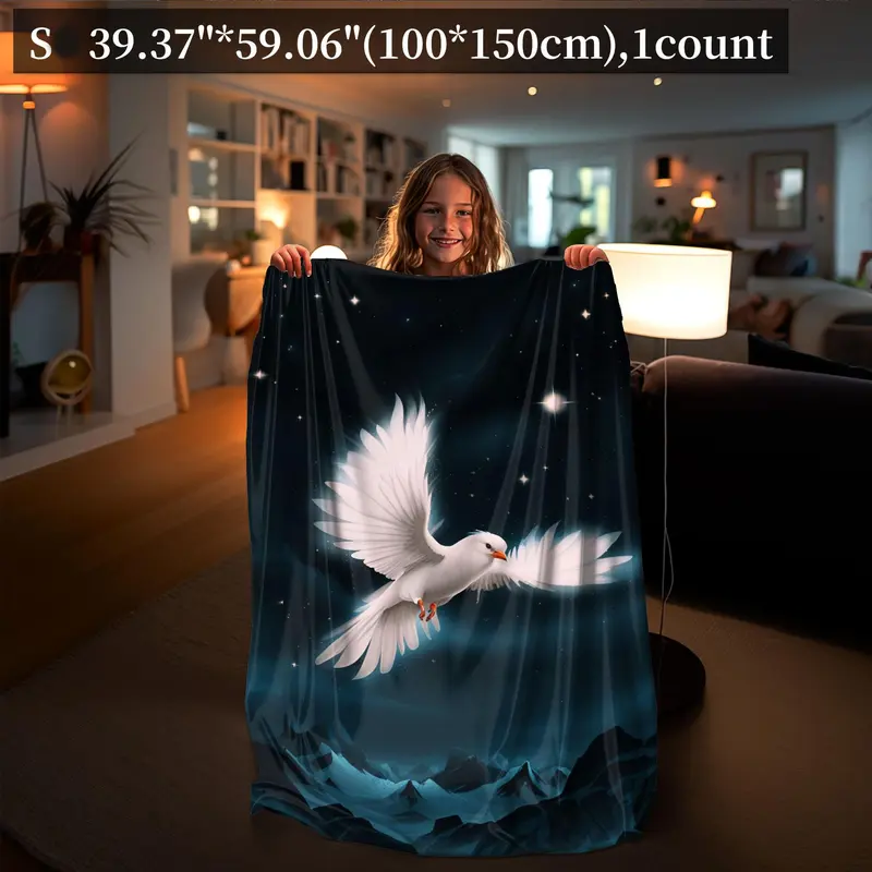 Dove Pattern Blanket, Soft Comfy Throw Blanket, Air-conditioned Room Blanket, Warm Nap Blanket for Home Office Travel Camping 3