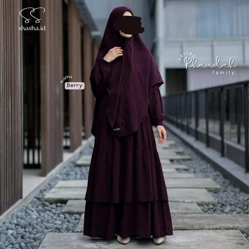 Rhaudah Set By Shazfa Shahia | Gamis Set Cadar Original Shazfa Polos 6