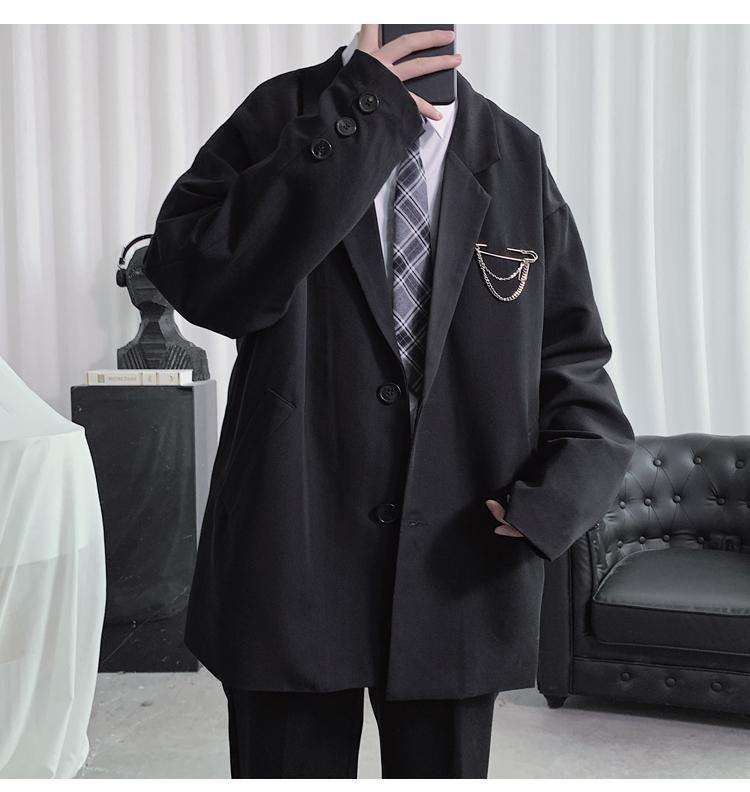 Product Introduction of 【Women in suits】Western Coat Men's 2024 New Korean Style Fashionable Loose All-Match Student Class Clothes DK Uniform Men's College Style JK Suit 4