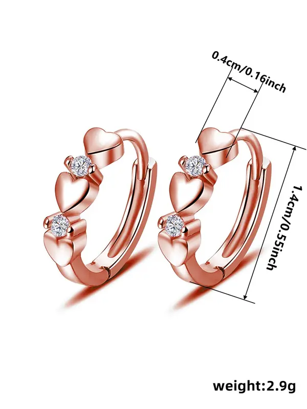 Cute Rhinestone Decor Heart Shaped Earrings As Gift for Girlfriend, Elegant Fashion Hoop Earrings, Anniversary Wedding Party Vintage Jewelry As Gifts for Women, Valentine's Day, Gift 7