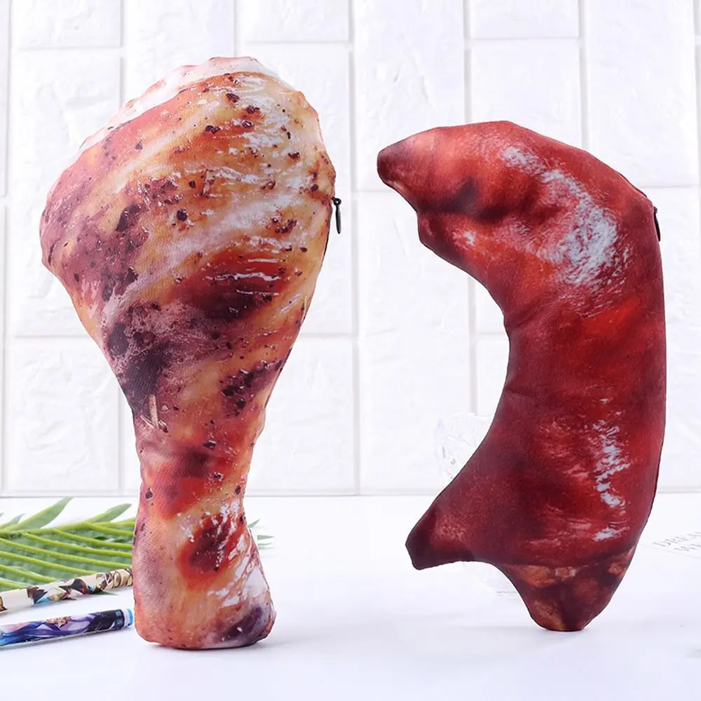 Hộp Đựng Bút Chì Thịt, Thiết Kế Trotters Lợn Sáng Tạo, Hình Cá Chép Và Cá Chân Gà, Thực Tế, Có Khóa Kéo, Túi Văn Phòng Phẩm, Túi Trang Điểm, Túi Đựng Bút