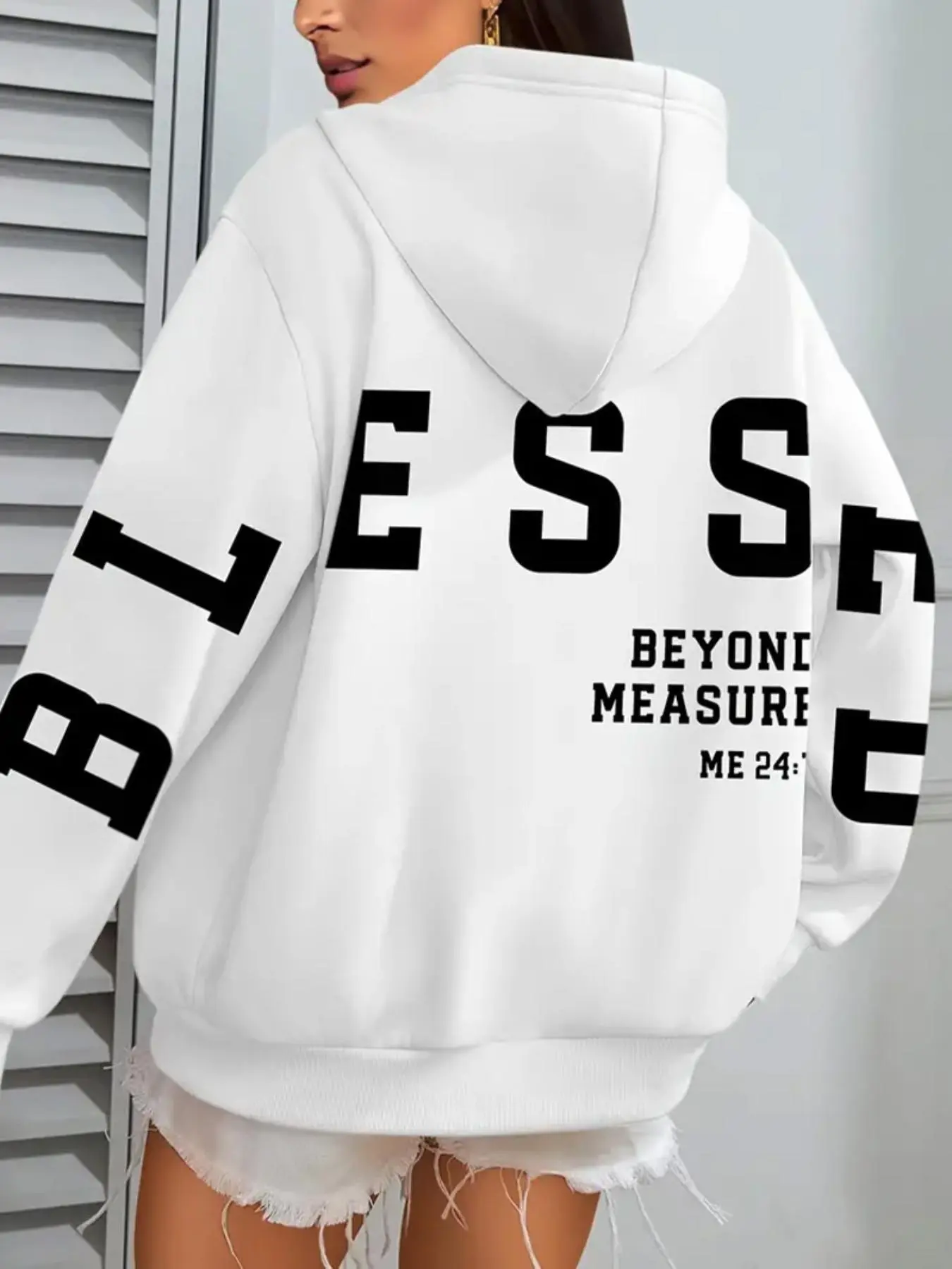 【Plus Size】 Letter Print Drawstring Hoodie, Trendy Casual Long Sleeve Hooded Sweatshirt for Daily Wear, Women's Clothing for Spring