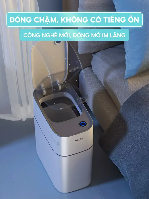 Thùng rác nắp mở cảm ứng Velar tự căng túi rác chống mùi chống nước cho phòng khách nhà bếp nhà vệ sinh - VELAR16 Đựng Rác Đồng 2