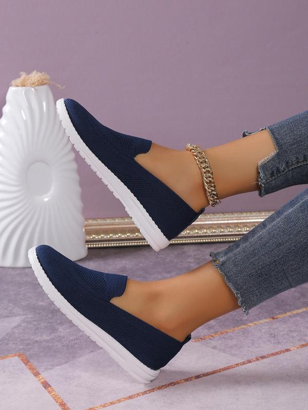 Women's 1 Pair Minimalist Casual Plain Round Toe Slip on Shoes, Lightweight Breathable Slip on Flats For Daily Wear 8