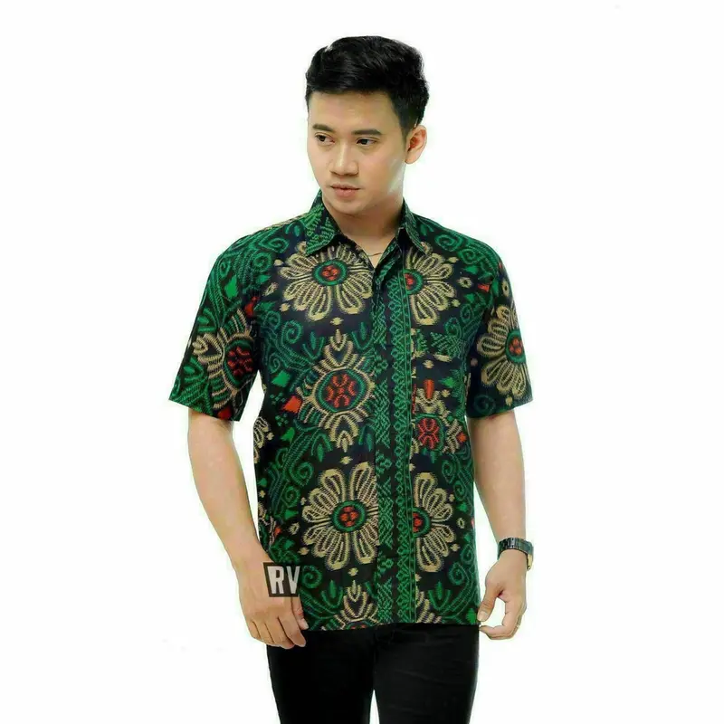 Termurah Hem batik katun nyaman pria lengan pendek - baju batik seragam kantor bahan halus murah motif mewah Pekalongan _HPE .06A 4