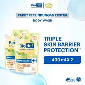 [CREATOR'S PICK] Biodef Sabun Mandi Antiseptik 400ml |  Natural Gentle Body Wash PH 5.5 | Sabun Mandi Pelembab Cocok Kulit Kering Sensitif | Sabun Jerawat Punggung | Bau Badan | Salicylic Acid | No SLS Paraben | Calming Fragrance