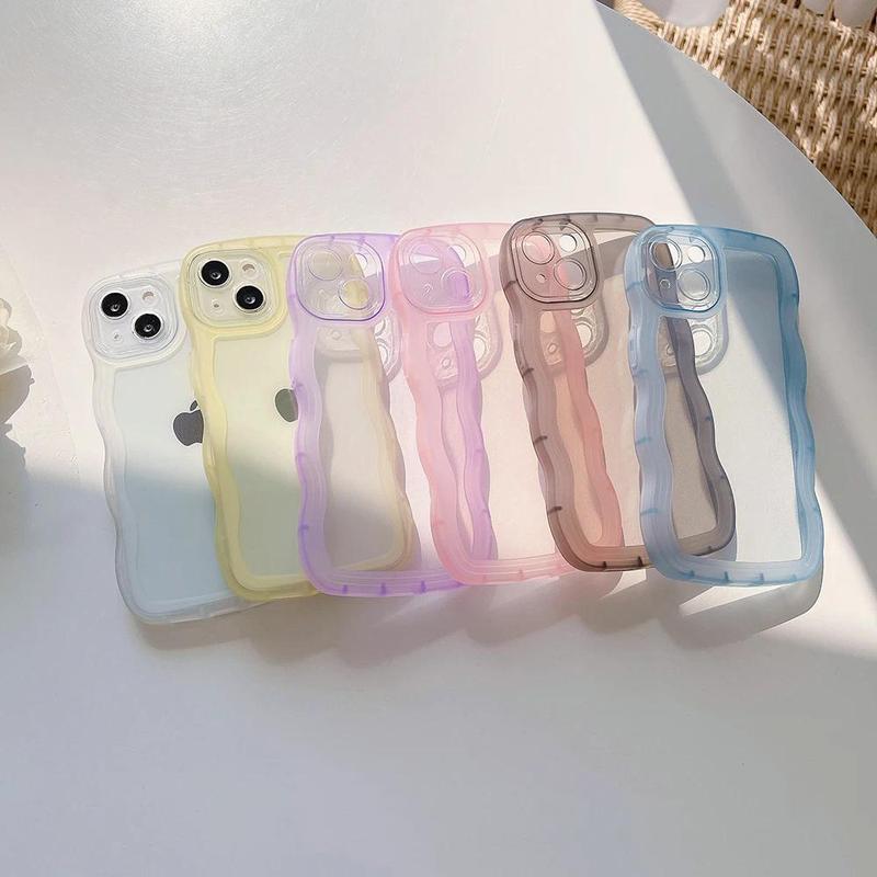 Product Introduction of for iPhone 15 14 13 12 11 Pro Max Mini XS SE 7 8 Plus Case Cute Transparent Curly Wave Hybrid Shockproof Bumper Cover Soft Funda 0