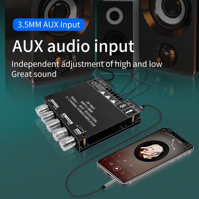 Product Introduction of ZK-TB21 Kỹ Thuật Số Bảng Mạch Khuếch Đại Âm Thanh Subwoofer Bluetooth 5.0 Kênh 2.1 10