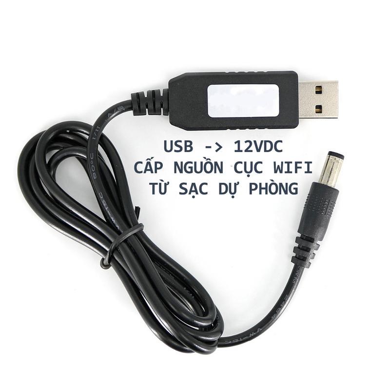 Dây Chuyển Đổi Điện Áp USB Thành 12VDC 1.0A Cho Cục Phát WiFi - Dài 1m