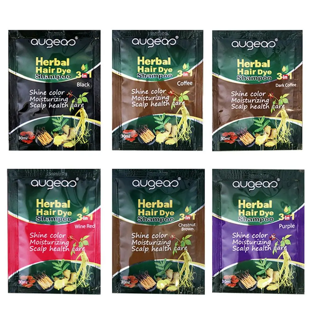 AUGEAS 30ML Hair Dye Shampoo 7 Color Sachet Herbal Shine Color Hair Dye Scalp Health Care