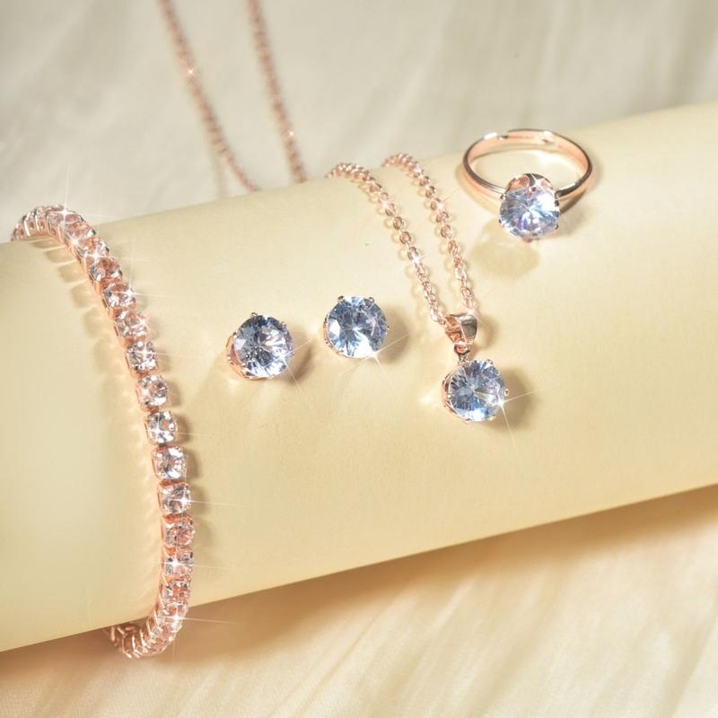 New Five-Piece Women's Bracelet Necklace Ring Stud Earrings Set 520 Valentine's Day Birthday Light Luxury Super Fairy 7