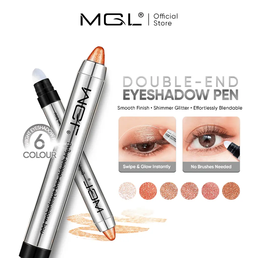 MGL Eyeshadow Crayon Bright Double-End Eye shadow Pen Make Up Mata Shimmer Berkilau