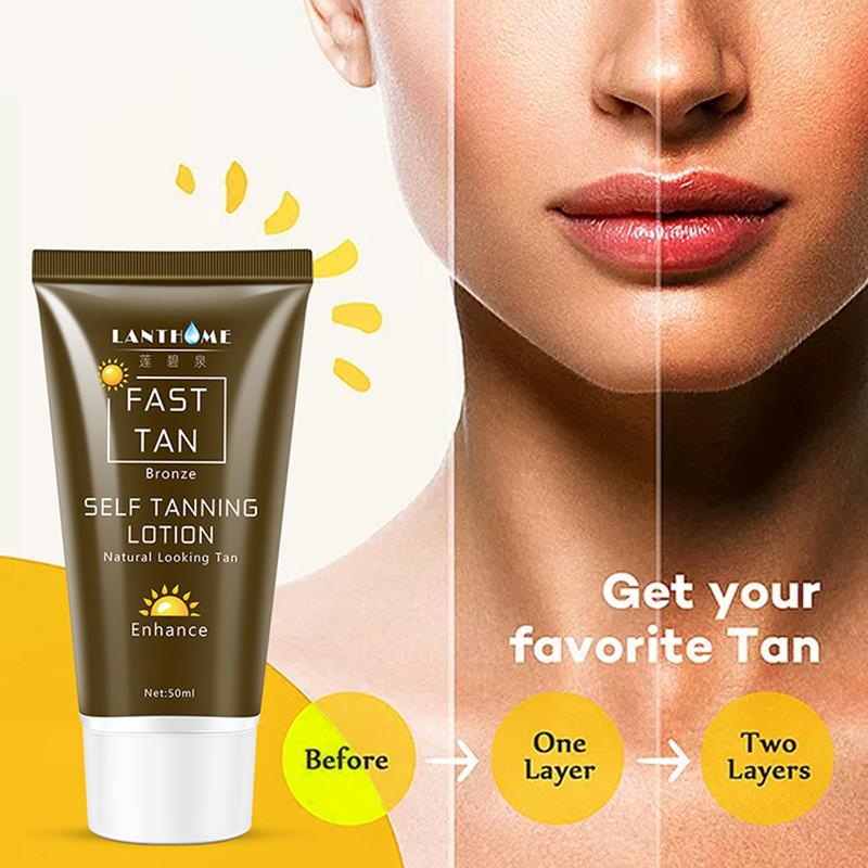 Product Introduction of 50ml Self Tanning Cream Fast Body Face Self Tanner Fake Tan Cream Solarium Makeup Foundation Bronzer Nourishing Lotion Skin Care 14