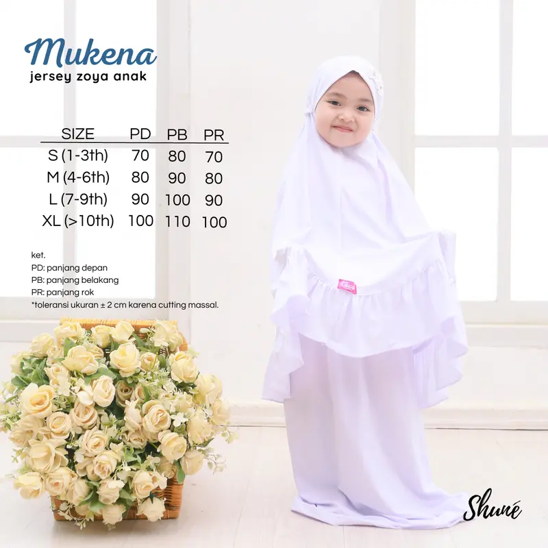 Shune Mukena Anak 2-15 Tahun S-XL Jersey Zoya Adem Ringan Free Tas 7