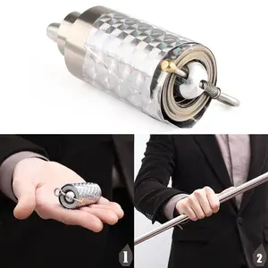 ALat Games Tongkat Sulap Ajaib Bahan Metal Silver Tongkat Sungokong Trik Sulap Tongkat Sulap Appearing Metal Cane Magic Trick 120cm - Mstk-002