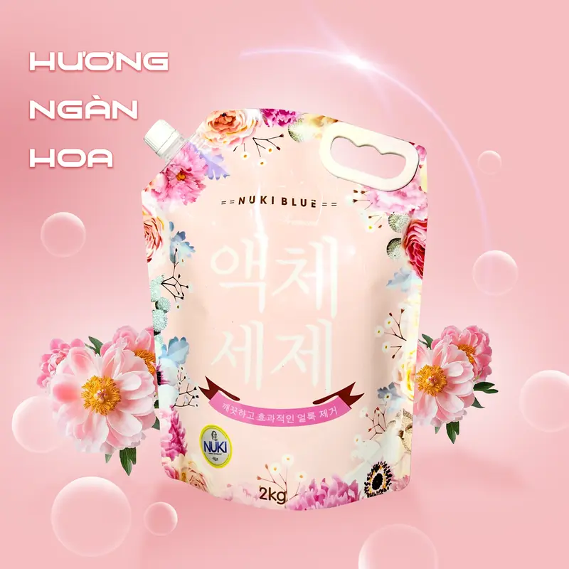 [MUA 2 Lớn TẶNG 2 Nhỏ] Túi nước giặt Hàn Quốc Nuki Blue 2kg - Hương Thảo Mộc, Hương Ngàn Hoa, Lưu hương dịu nhẹ - Làm Sạch 8